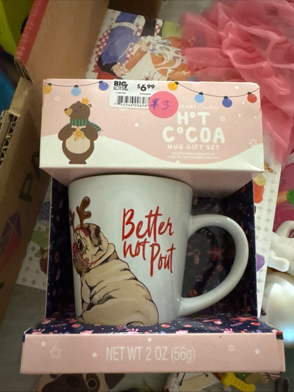 Hot Cocoa Mug Gift Set - 'Better Not Pout' Pug Design